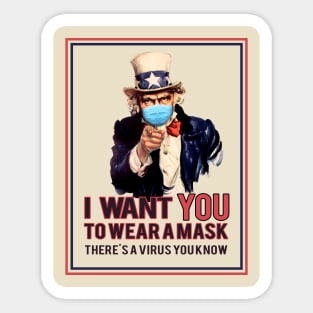 Uncle Sam I Want You To Wear A Mask Sticker